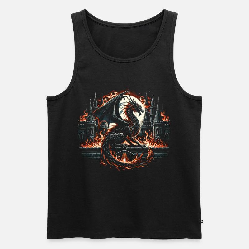 Drache - Gothic Feuerflügel - Männer Premium Bio Tank Top - Schwarz