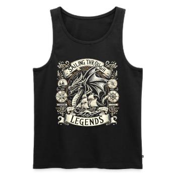 Drache - Segelschiff und Drachenabenteuer - Männer Premium Bio Tank Top - Schwarz - Vorne - AI Model Male 178 light (178cm)