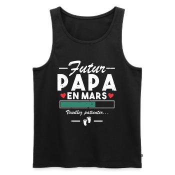 Annonce De Grossesse Papa Bébé Futur Papa En Mars - Débardeur bio Premium Homme - noir - Devant - AI Model Male 178 light (178cm)