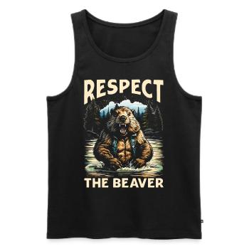 Respect The Beaver - Männer Premium Bio Tank Top - Schwarz - Vorne - Michal (187cm)