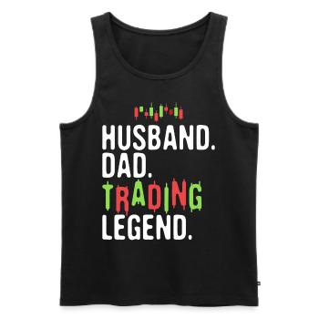 Husband Dad Trading Legend - Men's Premium Organic Tank Top - black - Front - Michal (187cm)