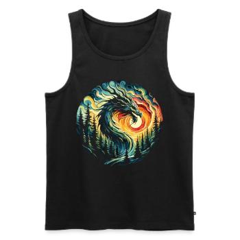 Sunrise with dragon - Men's Premium Organic Tank Top - black - Front - AI Model Male 178 light (178cm)