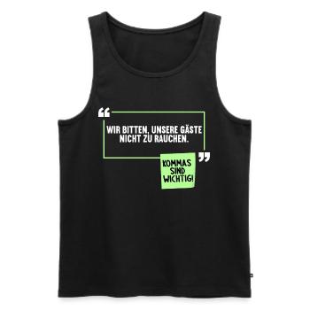 Wir bitten unsere Gäste nicht zu rauchen Witz - Männer Premium Bio Tank Top - Schwarz - Vorne - Michal (187cm)