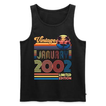 Anniversaire janvier 2002. Cadeau Janvier 2002. - Débardeur bio Premium Homme - noir - Devant - Michal (187cm)