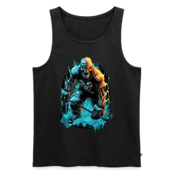 Joueur De Hockey Sur Glace Hockey Zombie Monstre - Débardeur bio Premium Homme - noir - Devant - AI Model Male 178 light (178cm)