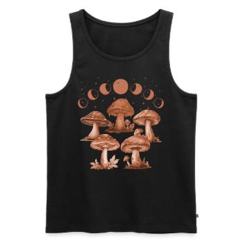 Vintage Mushrooms Lunar Eclipse Cozy Goblincore Ae - Männer Premium Bio Tank Top - Schwarz - Vorne - AI Model Male 178 light (178cm)