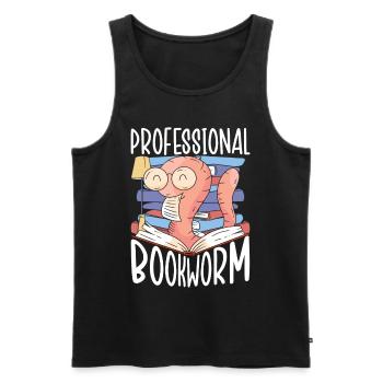Professionnel rat de bibliothèque lecture livres amoureux des livres - Débardeur bio Premium Homme - noir - Devant - Michal (187cm)