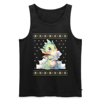 Kawaii Drachen im Ugly Christmas Sweater Style - Männer Premium Bio Tank Top - Schwarz - Vorne - AI Model Male 178 light (178cm)