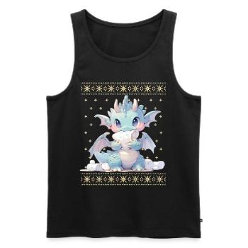 Kawaii Drachen im Ugly Christmas Sweater Style - Männer Premium Bio Tank Top - Schwarz - Vorne - AI Model Male 178 light (178cm)