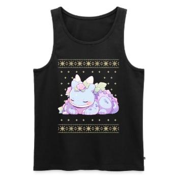 Kawaii Drachen im Ugly Christmas Sweater Style - Männer Premium Bio Tank Top - Schwarz - Vorne - AI Model Male 178 light (178cm)