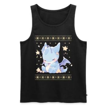 Kawaii Drachen im Ugly Christmas Sweater Style - Männer Premium Bio Tank Top - Schwarz - Vorne - AI Model Male 178 light (178cm)