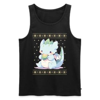 Kawaii Drachen im Ugly Christmas Sweater Style - Männer Premium Bio Tank Top - Schwarz - Vorne - AI Model Male 178 light (178cm)