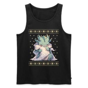 Kawaii Drachen im Ugly Christmas Sweater Style - Männer Premium Bio Tank Top - Schwarz - Vorne - AI Model Male 178 light (178cm)
