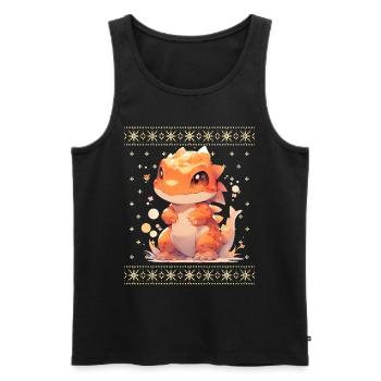 Kawaii Drachen im Ugly Christmas Sweater Style - Männer Premium Bio Tank Top - Schwarz - Vorne - AI Model Male 178 light (178cm)