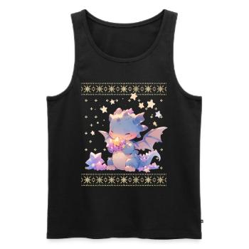 Kawaii Drachen im Ugly Christmas Sweater Style - Männer Premium Bio Tank Top - Schwarz - Vorne - AI Model Male 178 light (178cm)