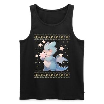 Kawaii Drachen im Ugly Christmas Sweater Style - Männer Premium Bio Tank Top - Schwarz - Vorne - AI Model Male 178 light (178cm)