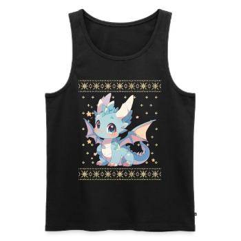 Kawaii Drachen im Ugly Christmas Sweater Style - Männer Premium Bio Tank Top - Schwarz - Vorne - AI Model Male 178 light (178cm)