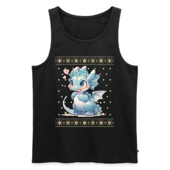 Kawaii Drachen im Ugly Christmas Sweater Style - Männer Premium Bio Tank Top - Schwarz - Vorne - AI Model Male 178 light (178cm)
