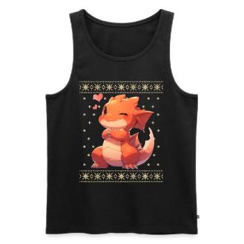 Kawaii Drachen im Ugly Christmas Sweater Style - Männer Premium Bio Tank Top - Schwarz - Vorne - AI Model Male 178 light (178cm)
