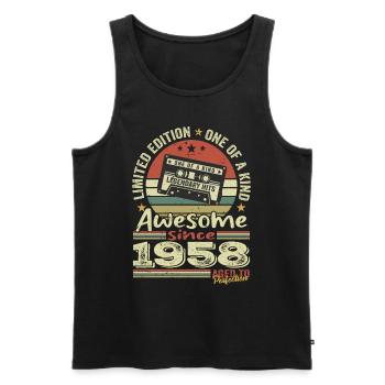 Jahrgang 1958 Original Retro Jubiläumsgeschenk - Männer Premium Bio Tank Top - Schwarz - Vorne - Michal (187cm)