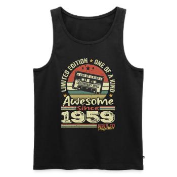 Jahrgang 1959 Original Retro Jubiläumsgeschenk - Männer Premium Bio Tank Top - Schwarz - Vorne - Michal (187cm)