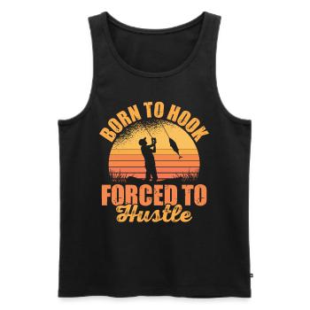 Born to Hook Forced to Hustle Retro Fishing Quote - Männer Premium Bio Tank Top - Schwarz - Vorne - Michal (187cm)