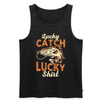 Lucky Catch Lucky Bass Fishing Fisherman - Männer Premium Bio Tank Top - Schwarz - Vorne - Michal (187cm)
