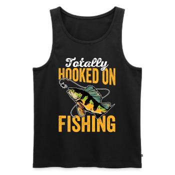 Totally Hooked on Fishing Funny Fishing - Männer Premium Bio Tank Top - Schwarz - Vorne - Michal (187cm)