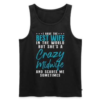 Infirmière Sage-femme Accoucheuse Femme - Débardeur bio Premium Homme - noir - Devant - Michal (187cm)