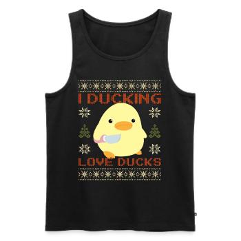 Duck With Knife Meme - I love Ducks Ugly Christmas - Men's Premium Organic Tank Top - black - Front - AI Model Male 178 light (178cm)
