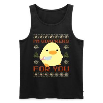 Duck with Knife Meme - Quackers Ugly Christmas - Men's Premium Organic Tank Top - black - Front - AI Model Male 178 light (178cm)
