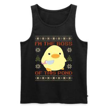 Duck with Knife Meme - My Pond Ugly Christmas - Men's Premium Organic Tank Top - black - Front - AI Model Male 178 light (178cm)