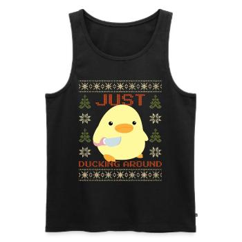 Duck with Knife Meme Duckin' around Ugly Christmas - Men's Premium Organic Tank Top - black - Front - AI Model Male 178 light (178cm)