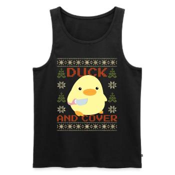 Duck with Knife Meme - Cover Duck Ugly Christmas - Men's Premium Organic Tank Top - black - Front - AI Model Male 178 light (178cm)