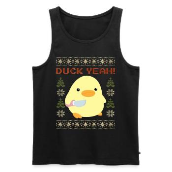 Duck with Knife Meme - Duck yes Ugly Christmas - Men's Premium Organic Tank Top - black - Front - AI Model Male 178 light (178cm)