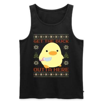 Duck with Knife Meme - Get the Duck Ugly Christmas - Men's Premium Organic Tank Top - black - Front - AI Model Male 178 light (178cm)