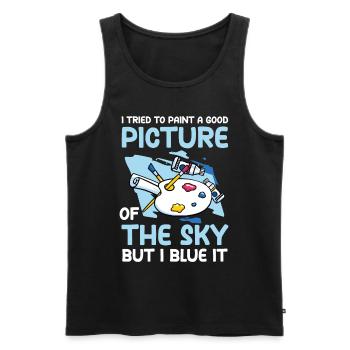 Good Picture Of The Sky But I Blue It - Männer Premium Bio Tank Top - Schwarz - Vorne - Michal (187cm)