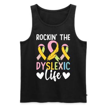 Funny Dyslexia Awareness Dyslexic - Men's Premium Organic Tank Top - black - Front - AI Model Male 178 light (178cm)