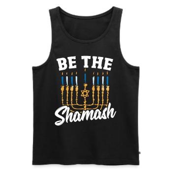 Fête des Lumières Huit Nuits et Jours Menorah - Débardeur bio Premium Homme - noir - Devant - Michal (187cm)