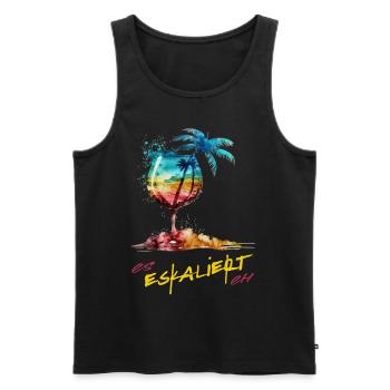 "It Escalates Anyway" Party Costume for Girls Night Out - Men's Premium Organic Tank Top - black - Front - AI Model Male 178 light (178cm)