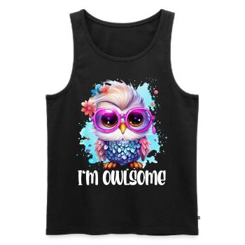 I'M OWLSOME Eule Eulen Lustig - Männer Premium Bio Tank Top - Schwarz - Vorne - AI Model Male 178 light (178cm)