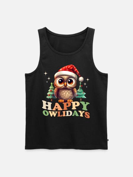 Happy Owlidays Owl Christmas - Men's Premium Organic Tank Top - black
