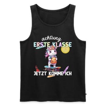 Einhorn Skateboard Einschulung Erste Klasse - Männer Premium Bio Tank Top - Schwarz - Vorne - Michal (187cm)