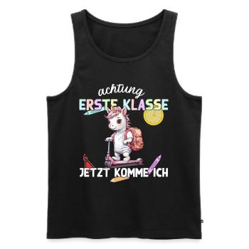Einhorn Roller Schulstart 1. Klasse Spaß - Männer Premium Bio Tank Top - Schwarz - Vorne - Michal (187cm)