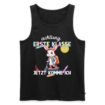 Süßer Hase mit Roller Schulbeginn Erste Klasse - Männer Premium Bio Tank Top - Schwarz - Vorne - Michal (187cm)
