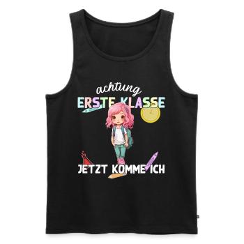 Anime Mädchen Einschulung Erste Klasse Design - Männer Premium Bio Tank Top - Schwarz - Vorne - Michal (187cm)