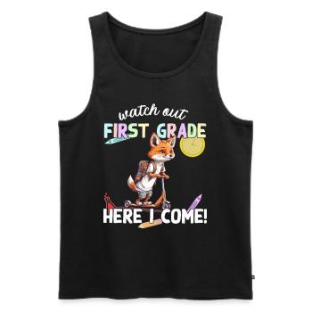 Fuchs Schulkind Einschulung mit Roller zur Schule - Männer Premium Bio Tank Top - Schwarz - Vorne - Michal (187cm)