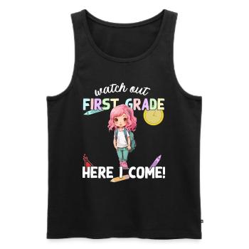 Funny Elementary School Girl School Enrollment Saying - Men's Premium Organic Tank Top - black - Front - Michal (187cm)
