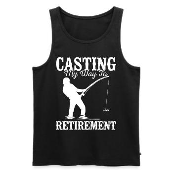 Casting My Way to Retirement Fishing Fish Lover - Männer Premium Bio Tank Top - Schwarz - Vorne - AI Model Male 178 light (178cm)