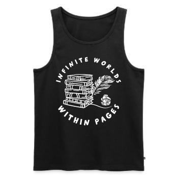 Infinite Worlds Within Pages Reading Books Bookwor - Männer Premium Bio Tank Top - Schwarz - Vorne - AI Model Male 178 light (178cm)